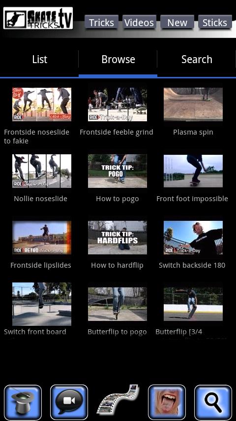 Android application Skate Tricks TV SlowMotion Pro screenshort