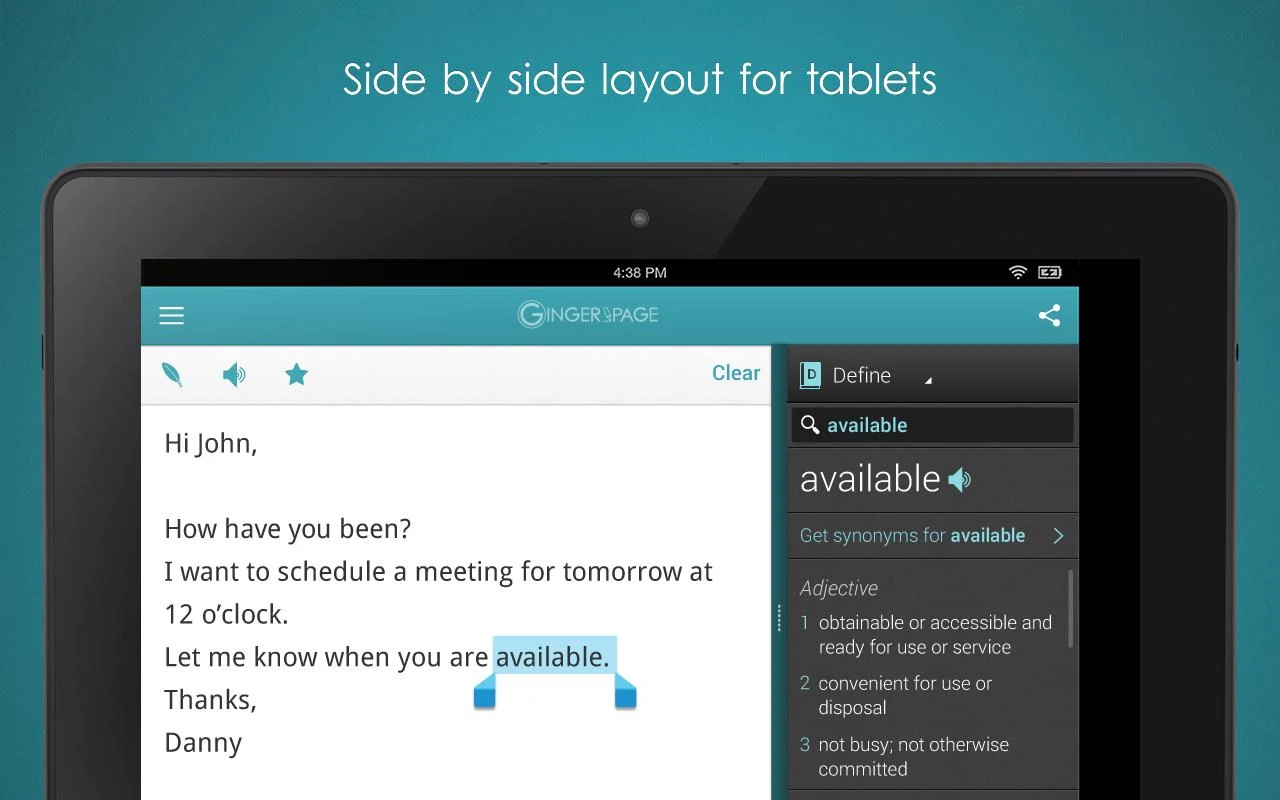 Ginger Page & Grammar Keyboard - screenshot