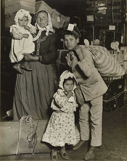 Immigrant Family in the Baggage Room of Ellis Island
