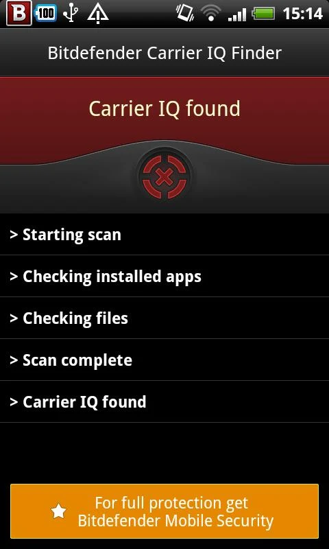 Bitdefender Carrier IQ Finder - screenshot