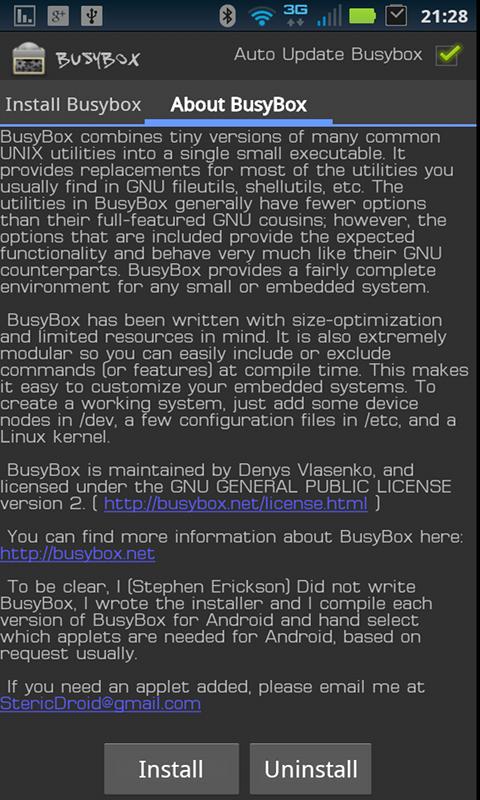 Android application BusyBox screenshort