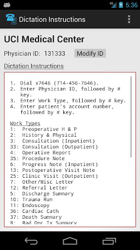 Dictation Instructions