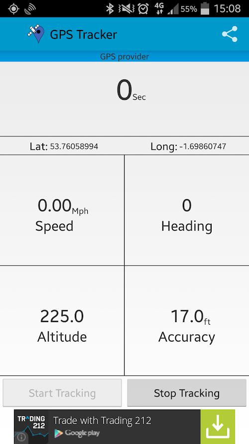 Android application InstaMapper GPS Tracker Pro screenshort