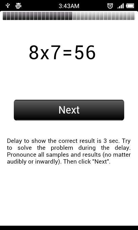 Multiplication Table Screen 2