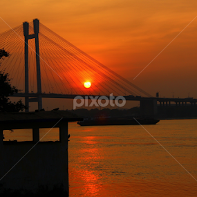Sunset at the bridge .... !!!! by Prithwish Mondal - Buildings & Architecture Bridges & Suspended Structures