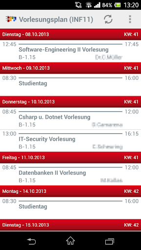 Vorlesungsplan-App Mosbach