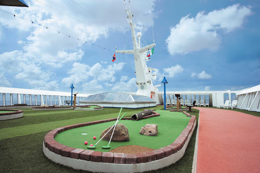 Practice your putting on the miniature golf course aboard Carnival Fantasy.