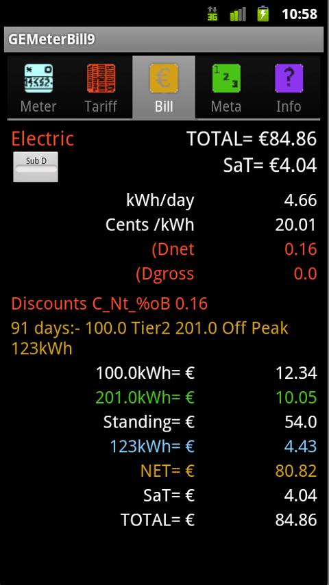 Gas/Electric Bill Checker Screen 3