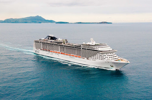 MSC Fantasia sailing the inviting waters of the Mediterranean.