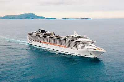 MSC Fantasia sailing the inviting waters of the Mediterranean.