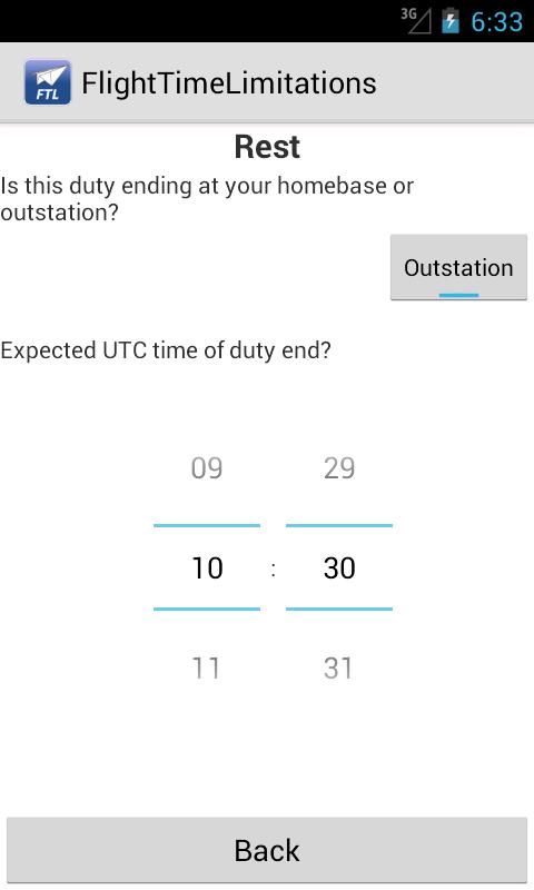 Flight Time Limitations Screen 3