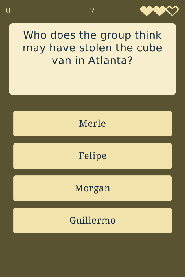Trivia for The Walking Dead Screen 3