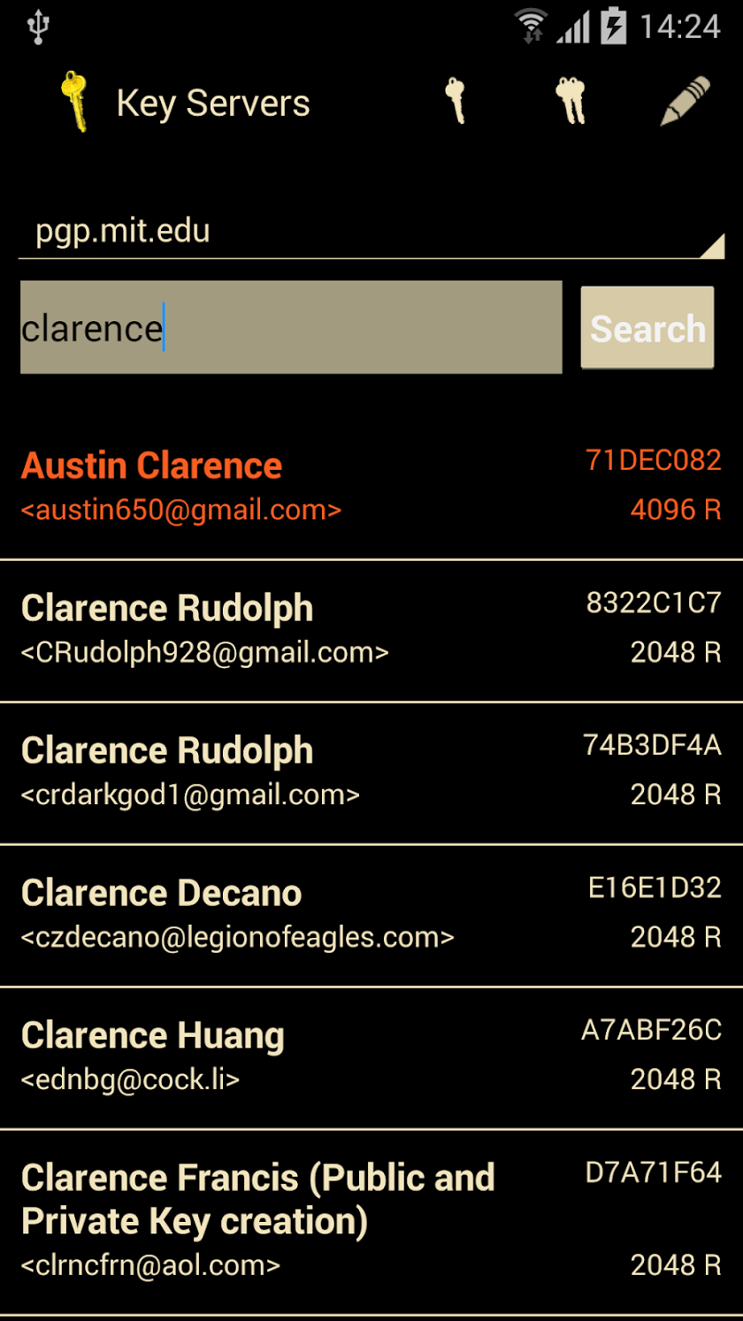 PGP KeyRing Screen 3