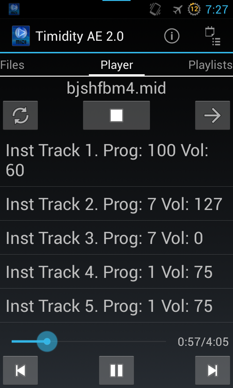 Timidity AE MIDI Player Screen 3
