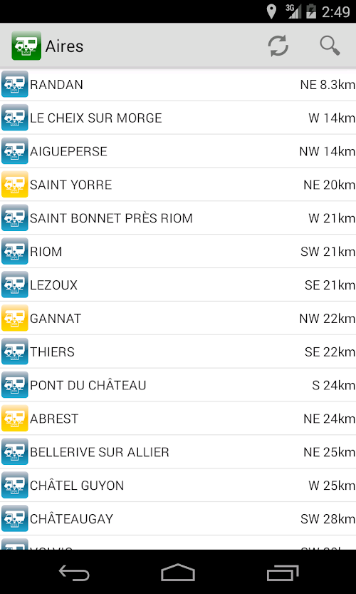 Android application Aires Camping Car (France) screenshort