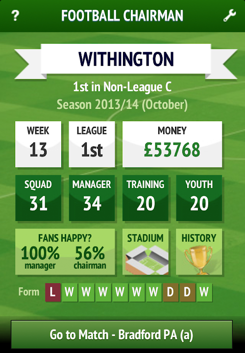 Android application Football Chairman Lite screenshort