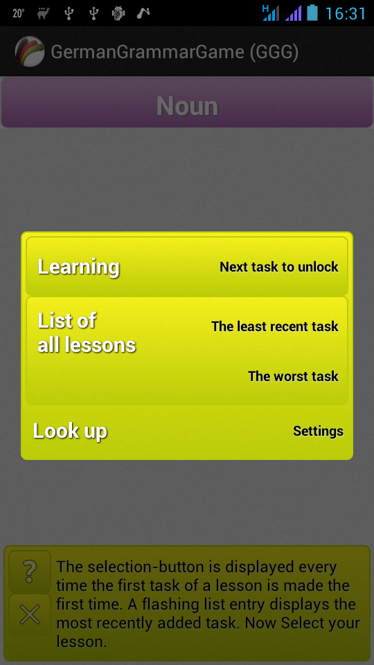 German Grammar Learning Full Screen 1