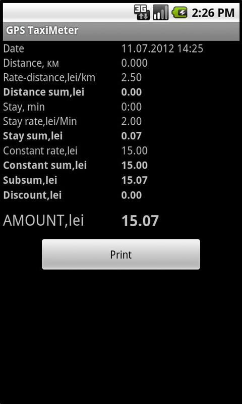 GPS taximeter Screen 3