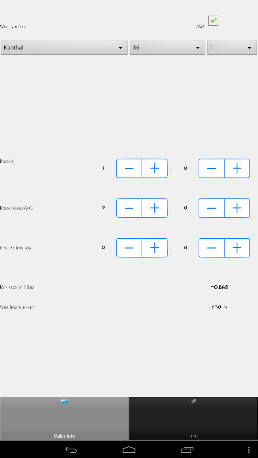 Coil Calculator Screen 2