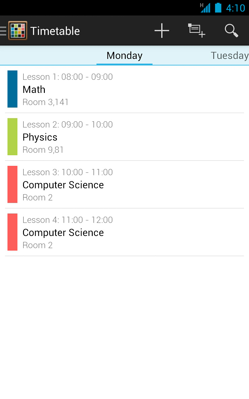 Android application Timetable screenshort