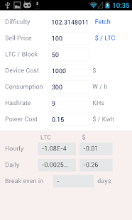 Litecoin profit calculator Screen 2