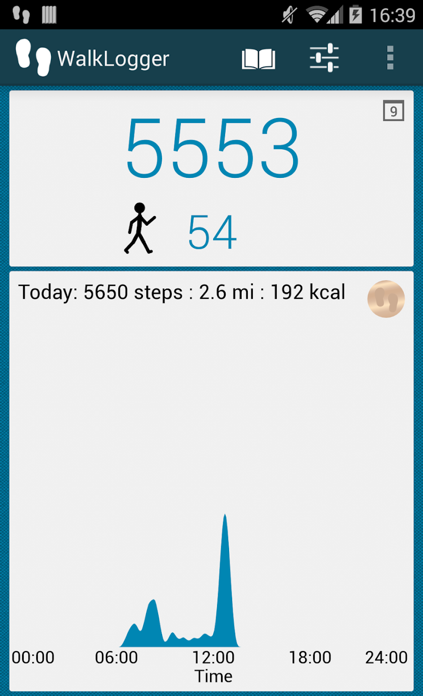 WalkLogger pedometer Screen 1