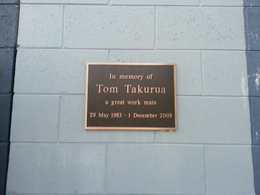 Tom Takurua Memorial Plaque