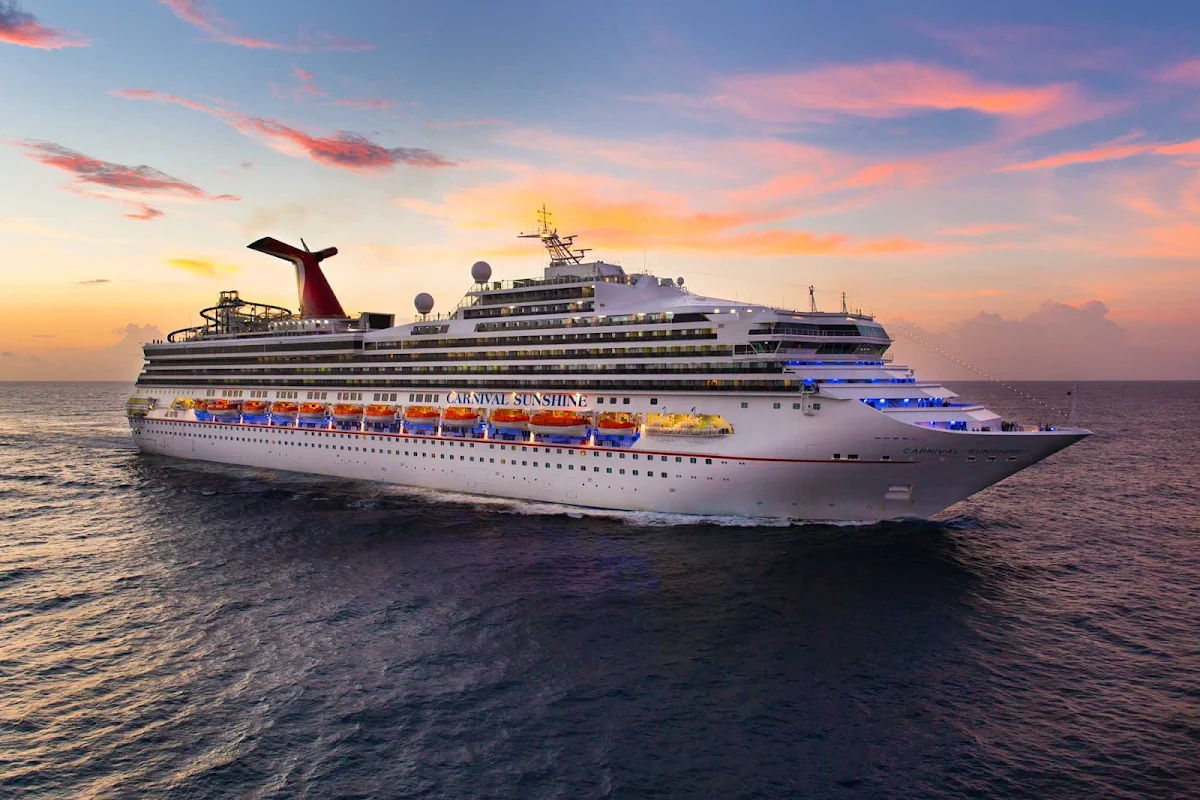 Carnival-Sunshine-Aerial-Sunset - Carnival Sunshine sails to the Caribbean, Bahamas and Bermuda.