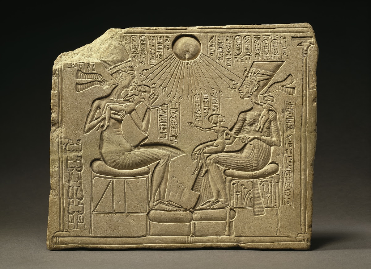 Akhenaten, Nefertiti and their children, c.1340 BCE, Egyptian Museum of Berlin, Berlin, Germany.