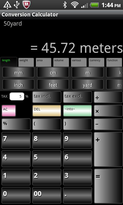 Android application Conversion Calculator screenshort