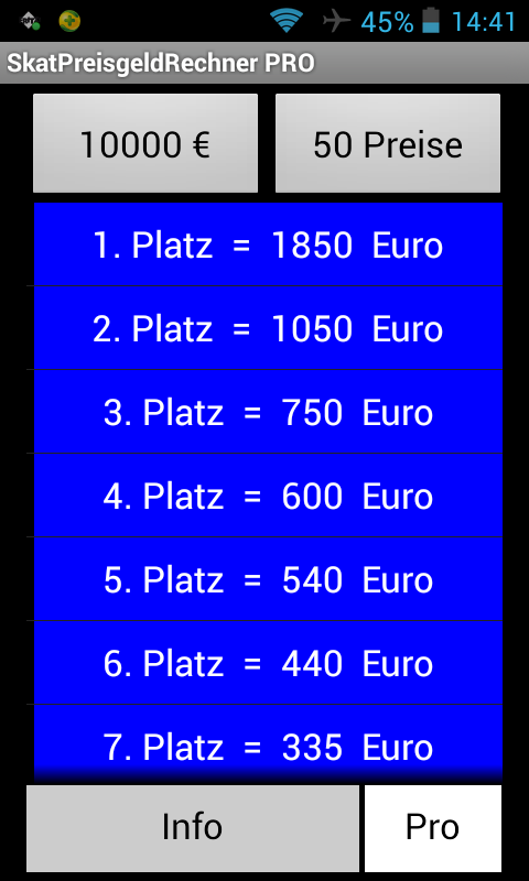 Android application SkatPreisgeldRechnerPRO screenshort