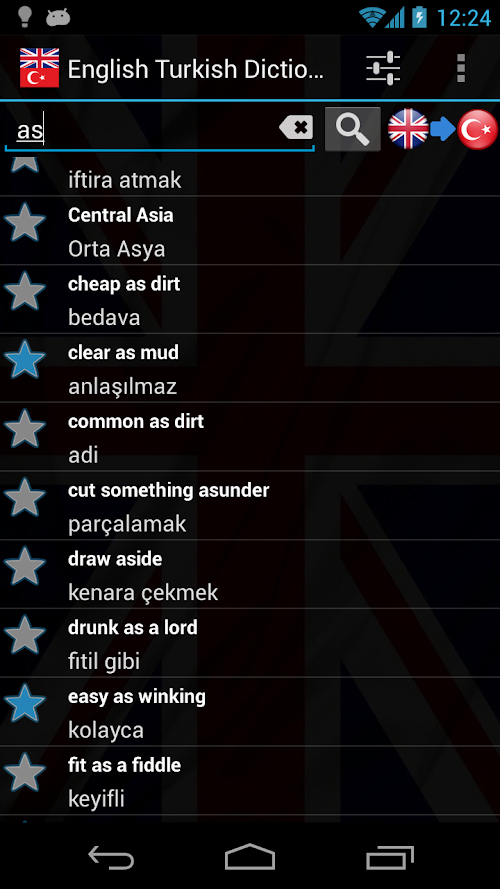 Android application English Turkish Dictionary screenshort