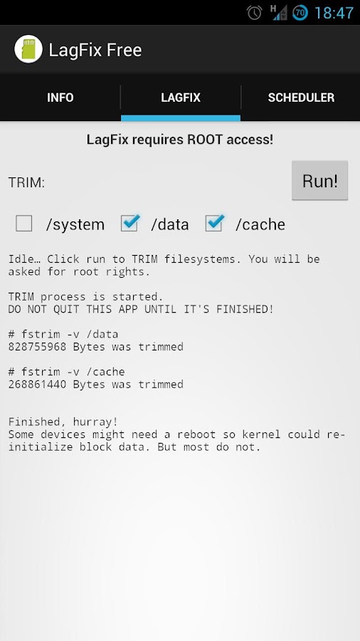LagFix (fstrim) Free - screenshot