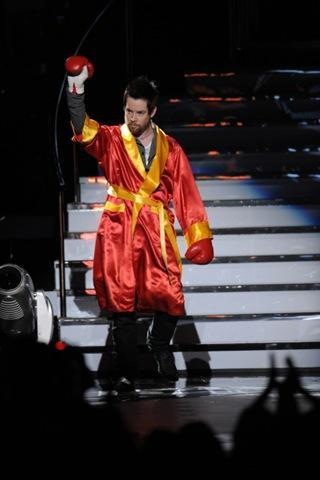 David Cook in boxing gear during American Idol finale