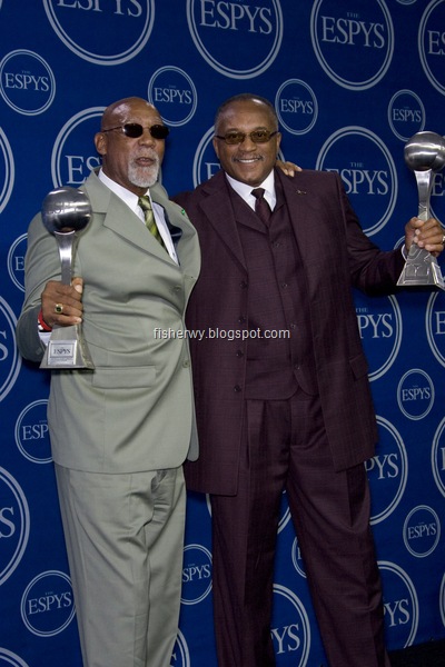 Photo of John Carlos and Tommie Smith receiving 2008 16th Annua Espys Awards