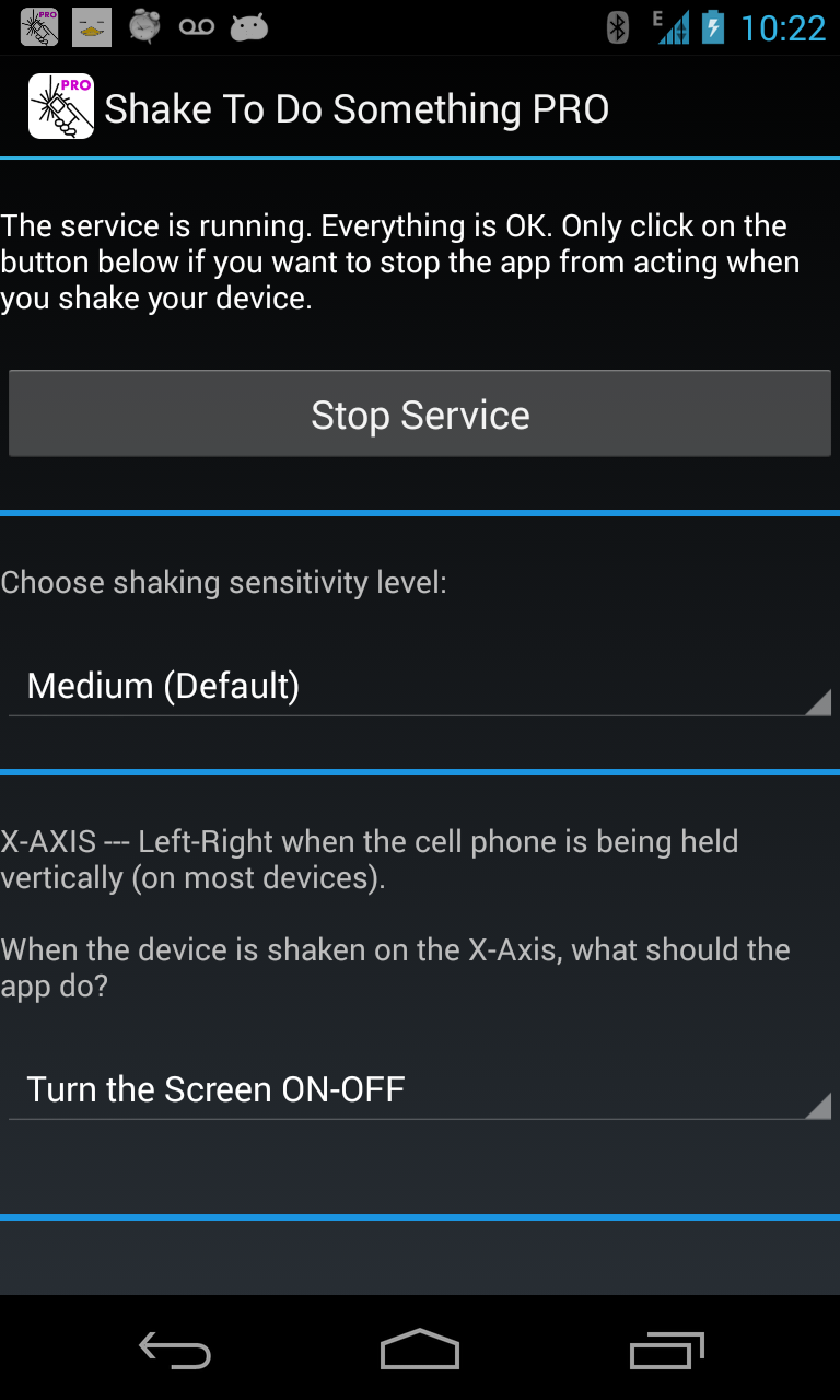 Android application Shake To Do Something PRO screenshort
