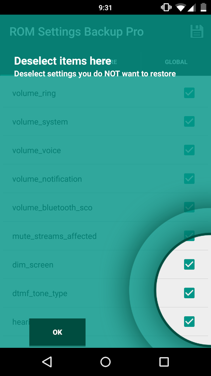 ROM Settings Backup Pro Screen 3