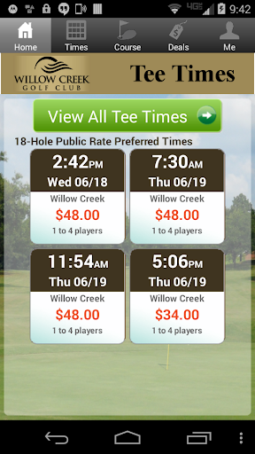 Willow Creek Golf Tee Times