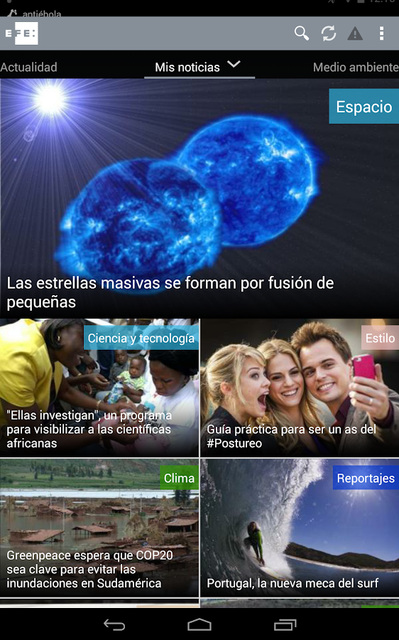   EFE Digital noticias: captura de pantalla 