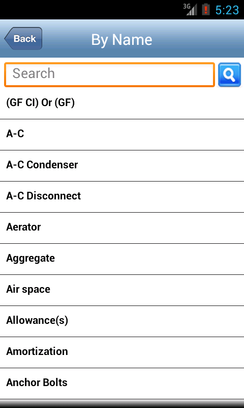 Construction Glossary Screen 3