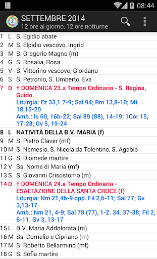 Calendario Liturgico