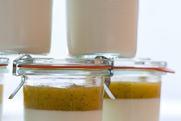 Simple Panna Cotta with a Mango-Sage Coulis