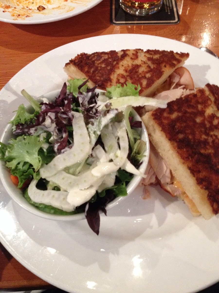 Turkey sandwich with side salad. Great bread!