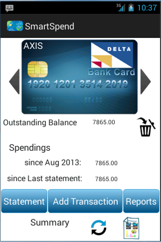 Android application SmartSpend screenshort