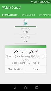 Android application Body mass index Calculator BMI screenshot