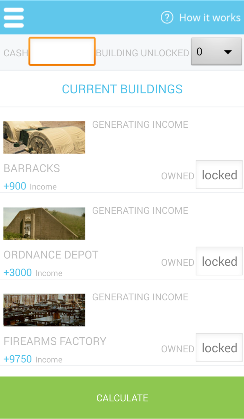 BATTLECRY Income Calculator Screen 2