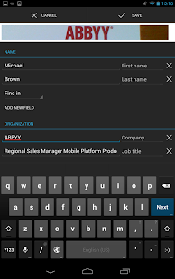 ABBYY Business Card Reader - screenshot thumbnail