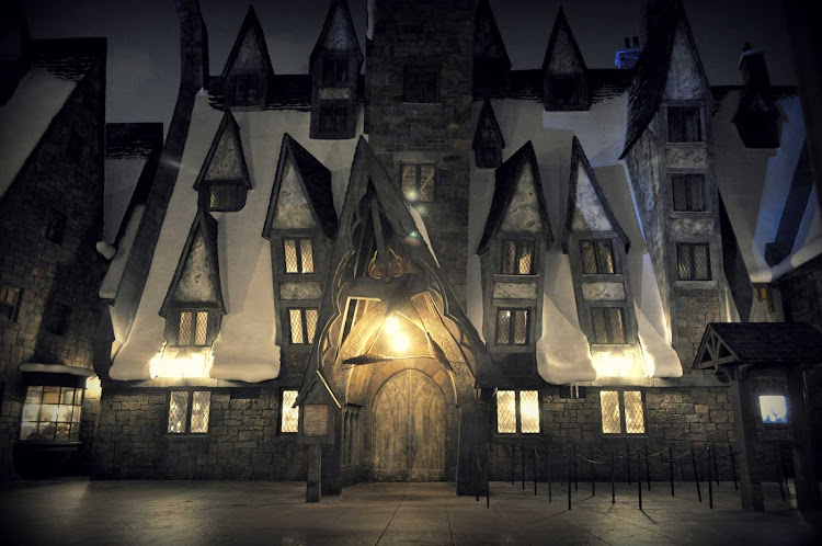 The Three Broomsticks at night at Universal Studios Florida Theme Park in Orlando, Florida.