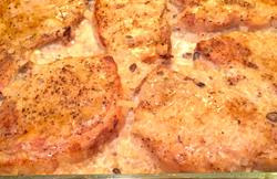 Baked Pork Chops With Cream Of Mushroom Soup - pork chops in oven with cream of mushroom soup