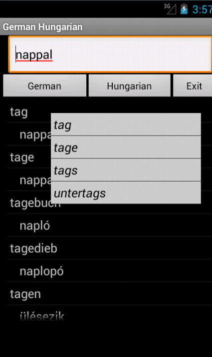 Android application German Hungarian Dictionary screenshort